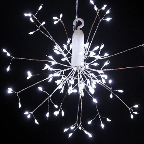 Гирлянда для дома на батарейках Разряд молнии 120 ламп LED, d - 20 см, 2 реж,IP-20, выс 80 см с подвесом (3хАА), Белый_3