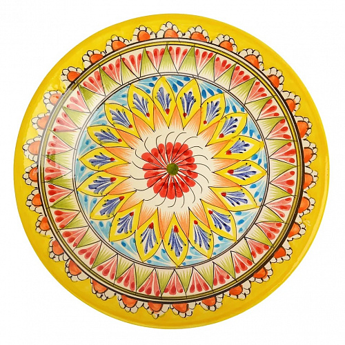 Тарелка плоская Риштанская Керамика 22 см. желтая