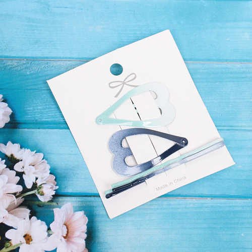 Зажимы для волос 4 шт Star colors- Mirelle, микс 6 цветов, 5,51,5 см_3