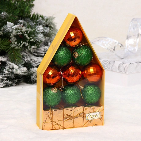 Набор украшений "Воздушный замок" 5 см, Оранжевый, зеленый