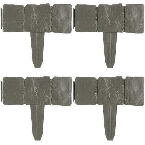 Садовое ограждение "Камни" (набор 4 шт) ( 1 секция 25,3*22 см), Графит