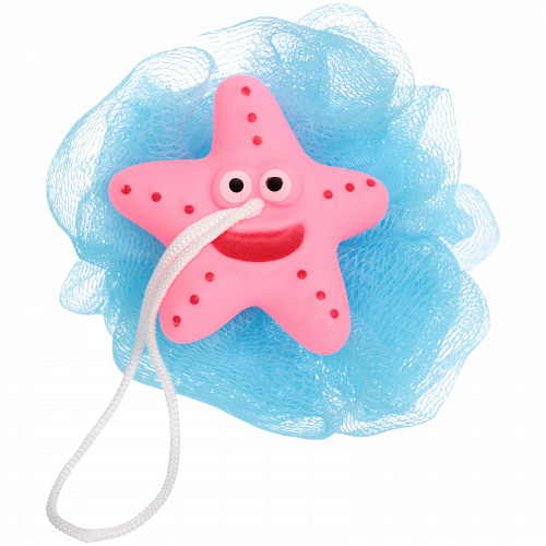 Мочалка-шар для тела полипропиленовая детская "Baby Boom - Морская звездочка", цвет голубой, 20гр, d-11см