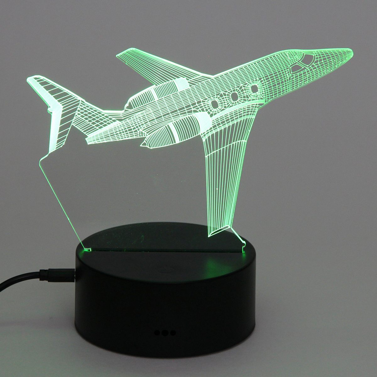 Светильник ночник "3D-Самолёт" на пластиковой подставке, с включателем USB