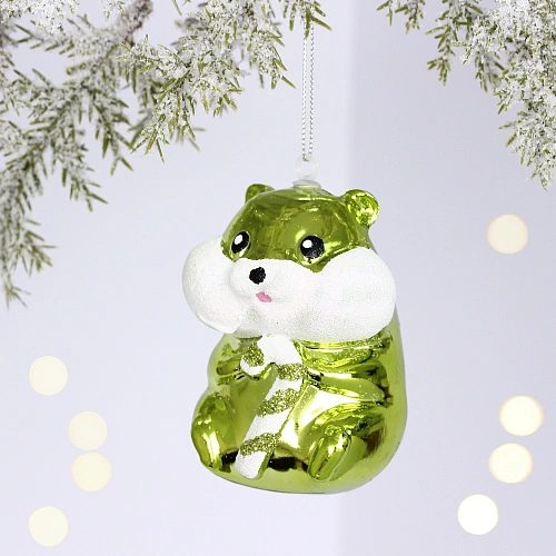 Ёлочная игрушка "Милый бурундук" 5.5*6*8.5 cм, Салатовый