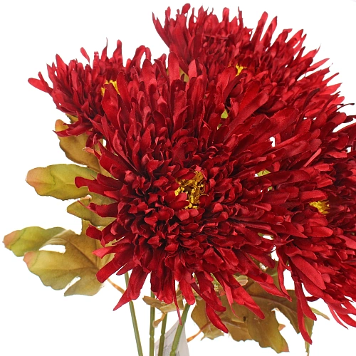 Искусственные цветы Хризантема 45см 5 цветков бордовый_5
