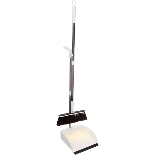 Набор для уборки, щетка для пола с совком "Disco" белый 1103